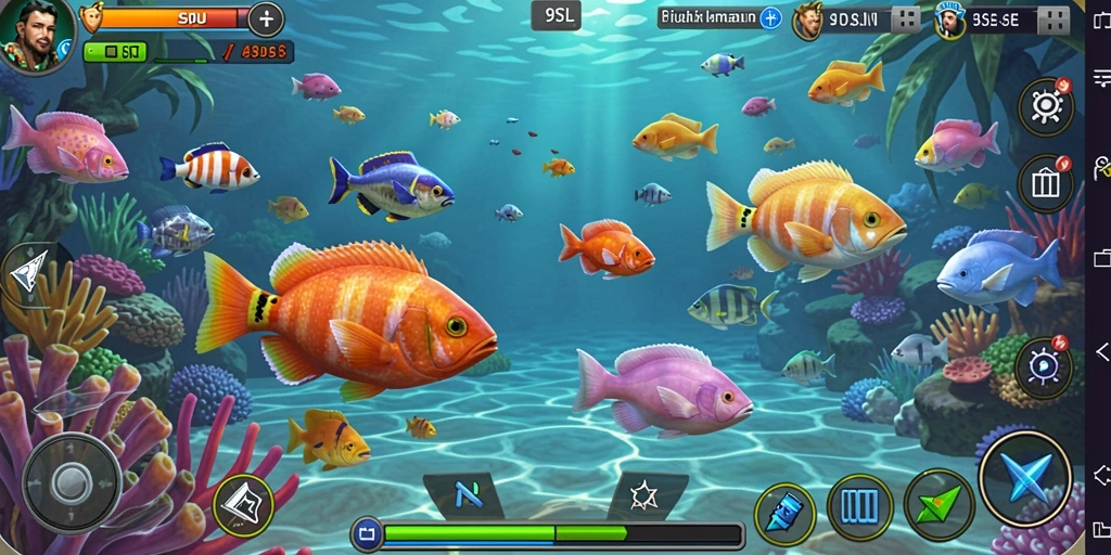 Screenshot utama menampilkan aksi menangkap ikan dalam game 9SL.