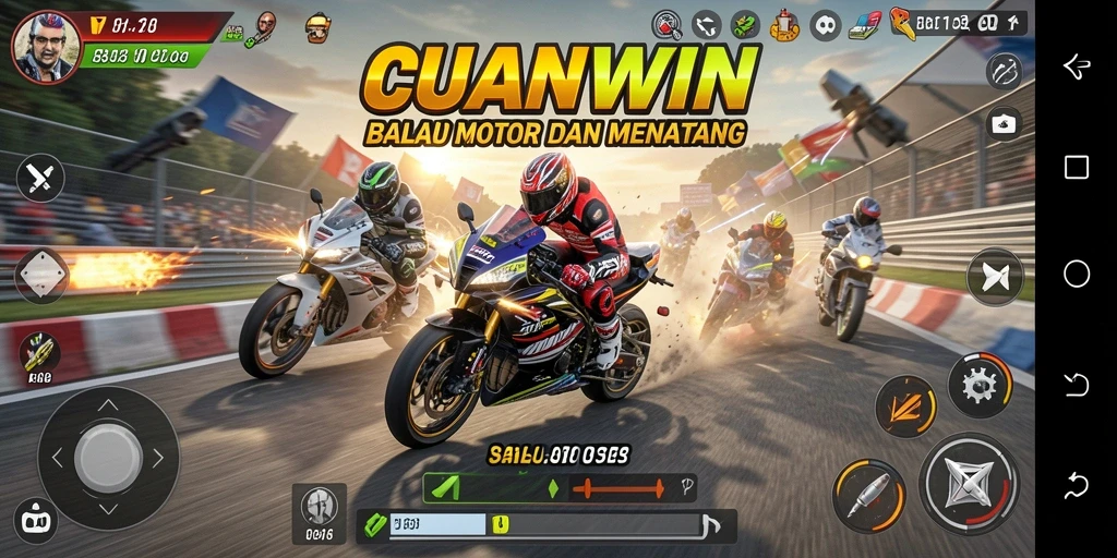 Screenshot CUANWIN menampilkan akselerasi motor dalam balapan seru.