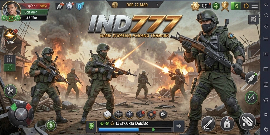 Tampilan menarik dari gameplay strategi perang di IND777.