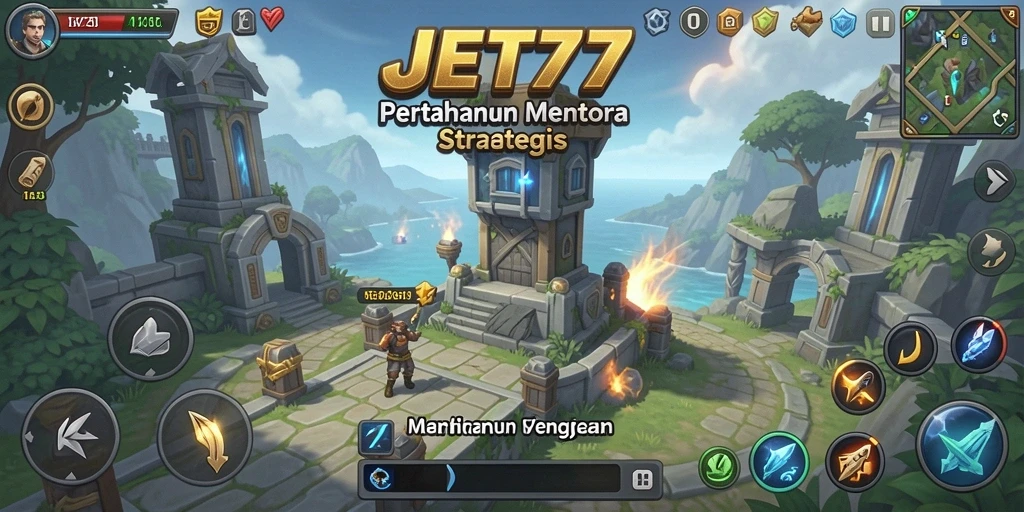 Tangkapan layar JET77 menampilkan aksi menarik dalam permainan Tower Defense.