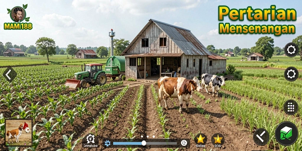 Tampilan gameplay MAMI188 dengan berbagai tanaman yang subur.