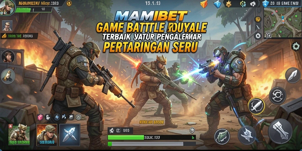 Screenshot MAMIBET menampilkan aksi seru dalam game Battle Royale.
