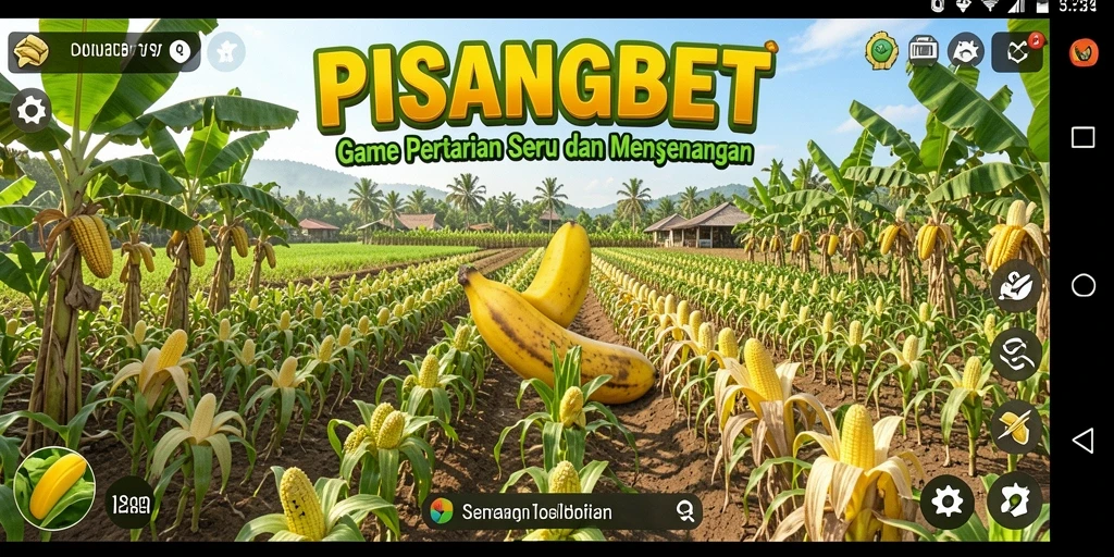 Screenshot PISANGBET menampilkan kebun yang rimbun dengan berbagai tanaman.
