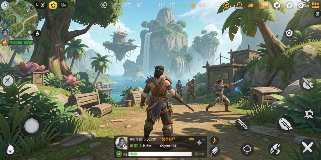 Screenshot menampilkan aksi seru di dunia terbuka QQ222.