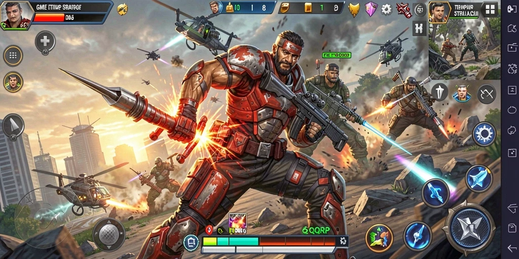 Screenshot utama <strong>QQRP</strong> menampilkan aksi tempur yang mendebarkan dalam game TPS.