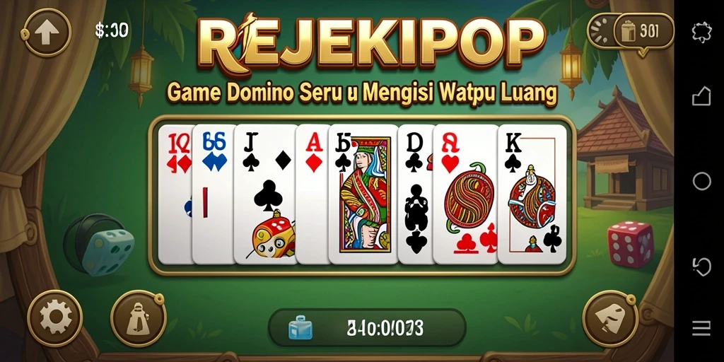 Tampilan gameplay menarik dari REJEKIPOP yang menggambarkan permainan Domino.