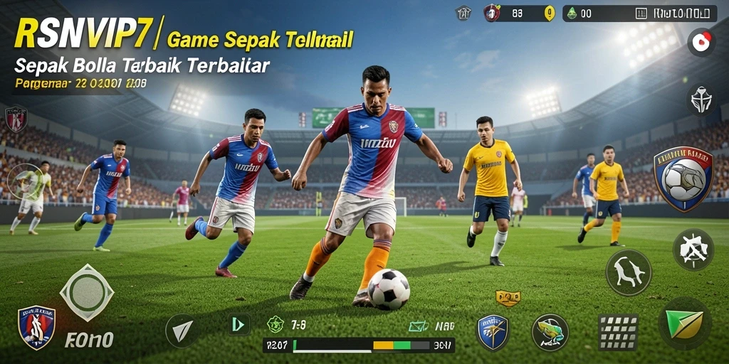 Tangkapan layar menampilkan aksi seru di lapangan permainan football.