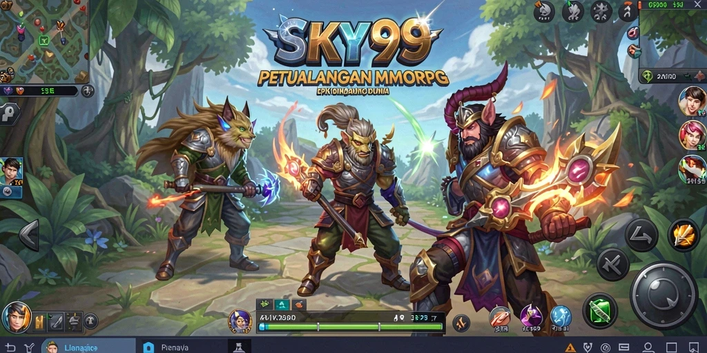Screenshot gameplay MMORPG di SKY99 yang menampilkan aksi seru.