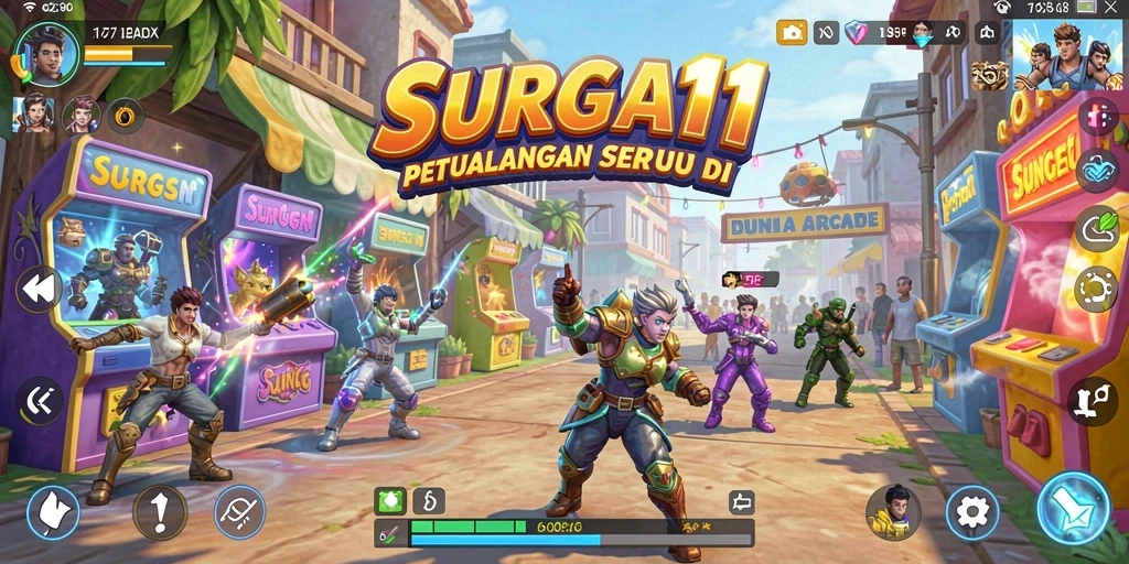 Screenshot utama SURGA11 menampilkan gameplay seru penuh aksi.