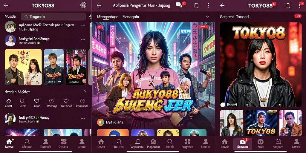 Tampilan gameplay menampilkan pemain menikmati lagu-lagu Jepang.